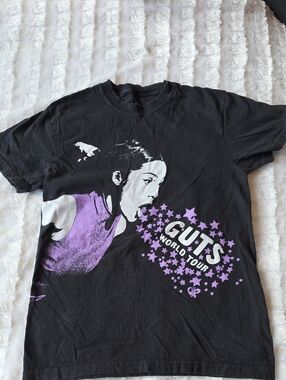 Black Short Sleeve 'GUTS World Tour' Graphic Tee with Purple Accents